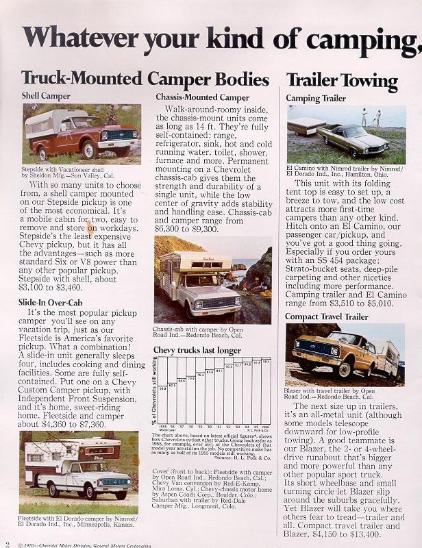 1971 Chevrolet Recreation Vehicles Brochure Page 2